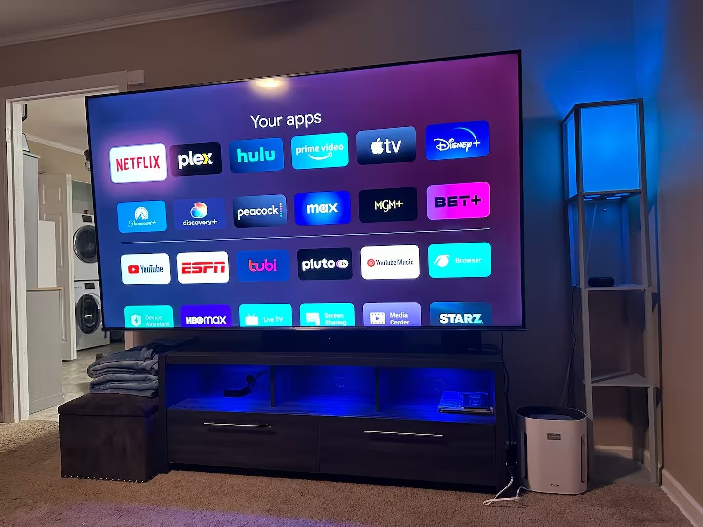 Large smart TV with streaming apps
